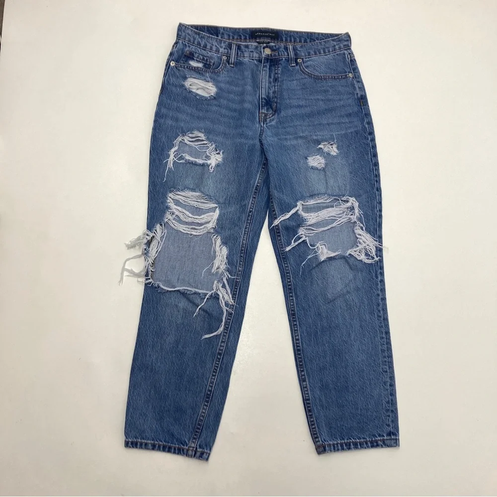 Aeropostale Distressed Hi Rise Mom Jeans Medium Wash Womens Size 10